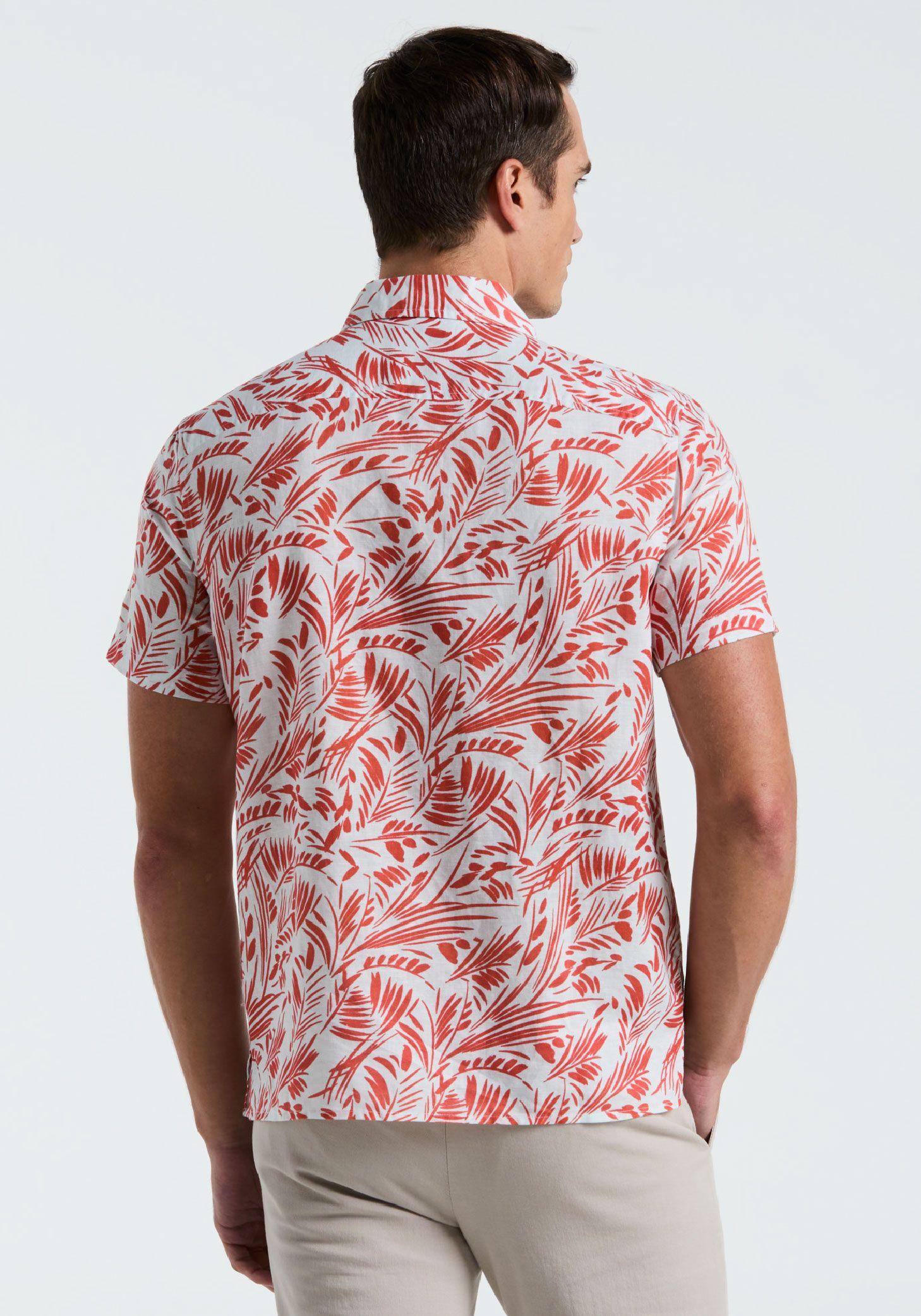 Camisa Hombre Manga Corta Estampada Coral 4KSW7035-1