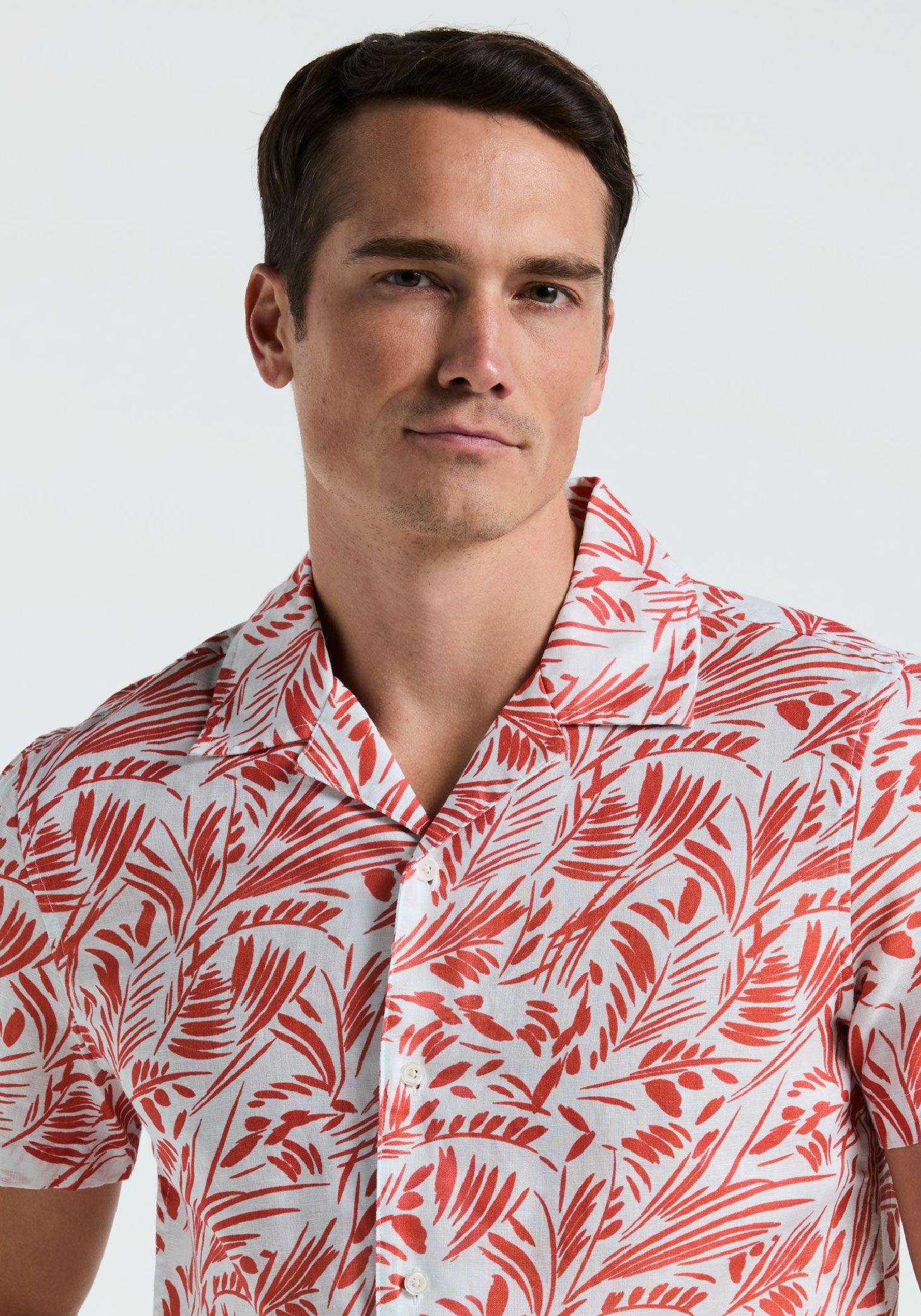Camisa Hombre Manga Corta Estampada Coral 4KSW7035-2