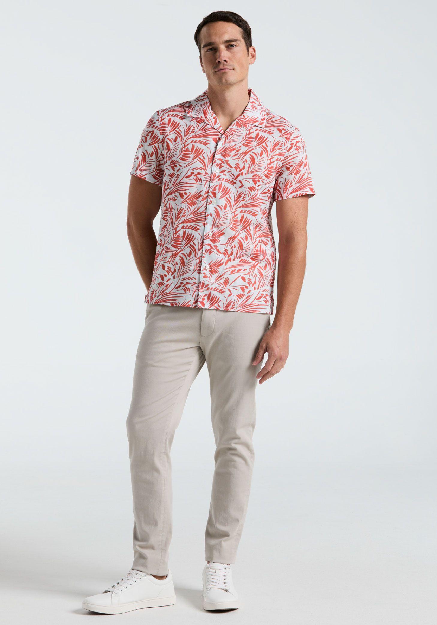 Camisa Hombre Manga Corta Estampada Coral 4KSW7035-3