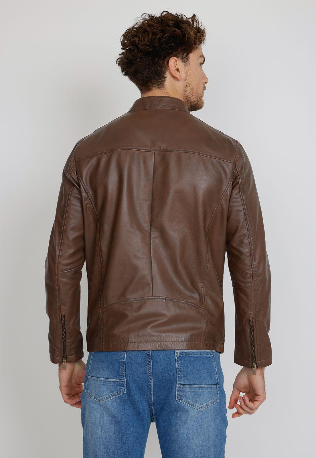 Chaqueta hombre Casual Slim Fit Adam Cuero Café -1