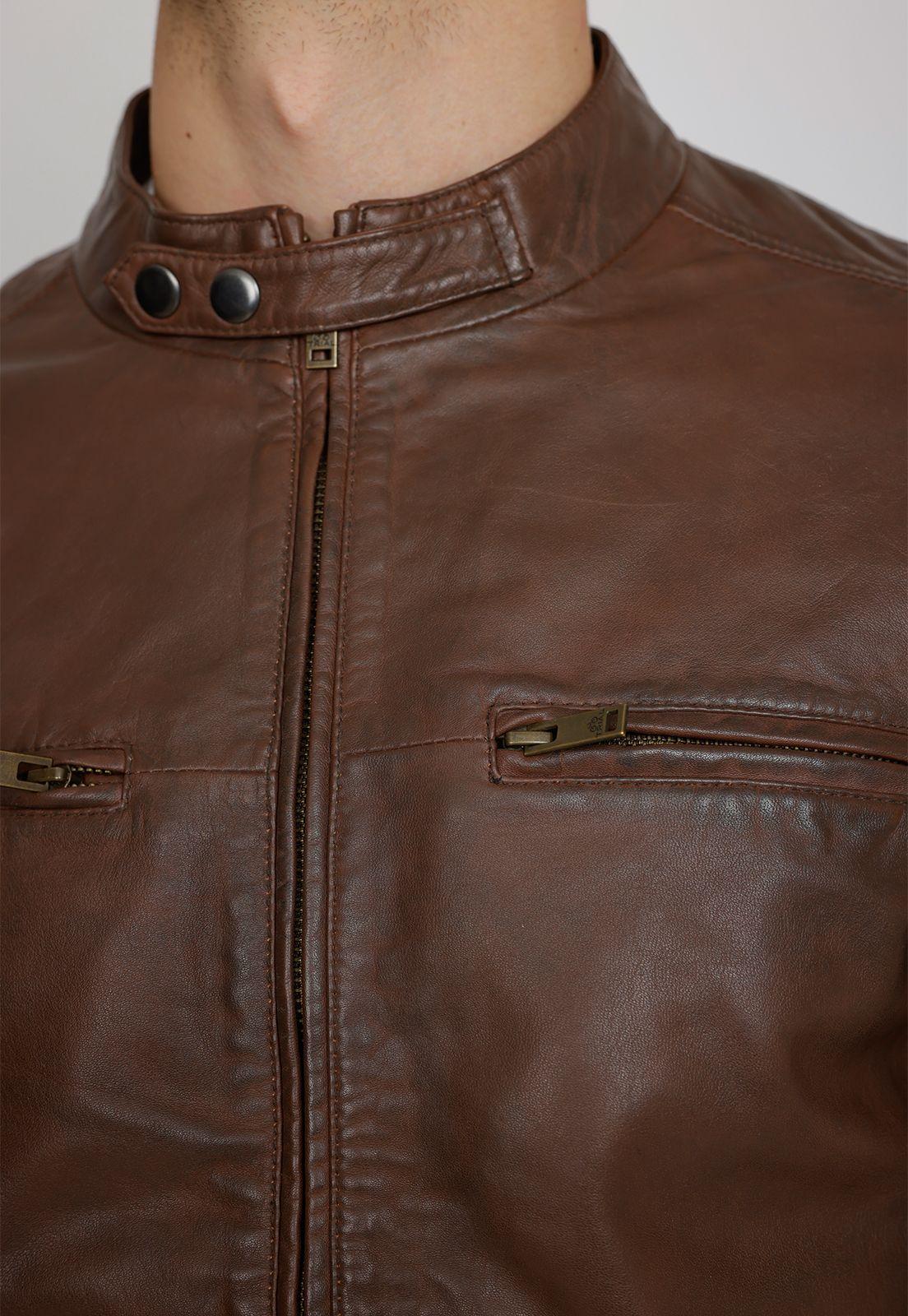 Chaqueta hombre Casual Slim Fit Adam Cuero Café -2