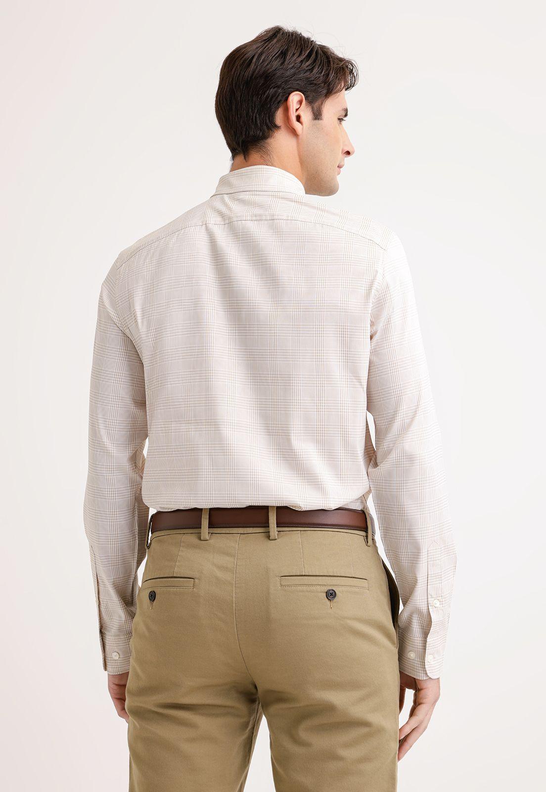 Camisa Hombre Manga Larga Stretch Beige-1