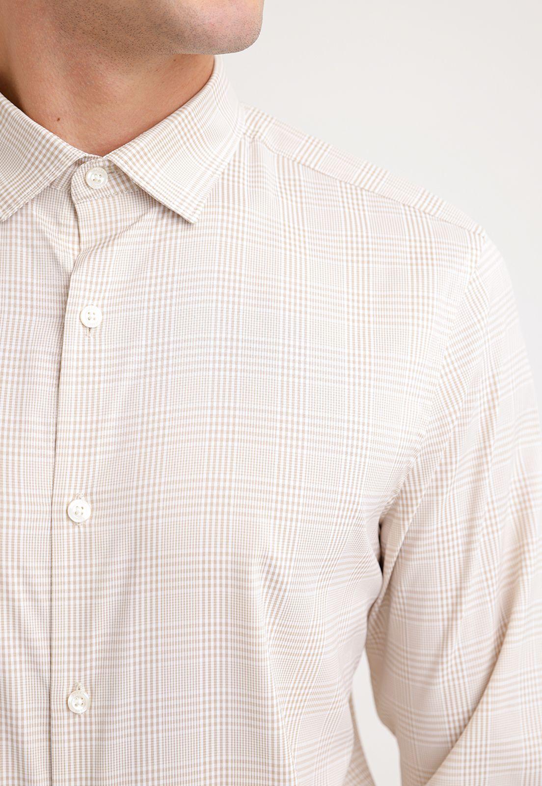 Camisa Hombre Manga Larga Stretch Beige-2