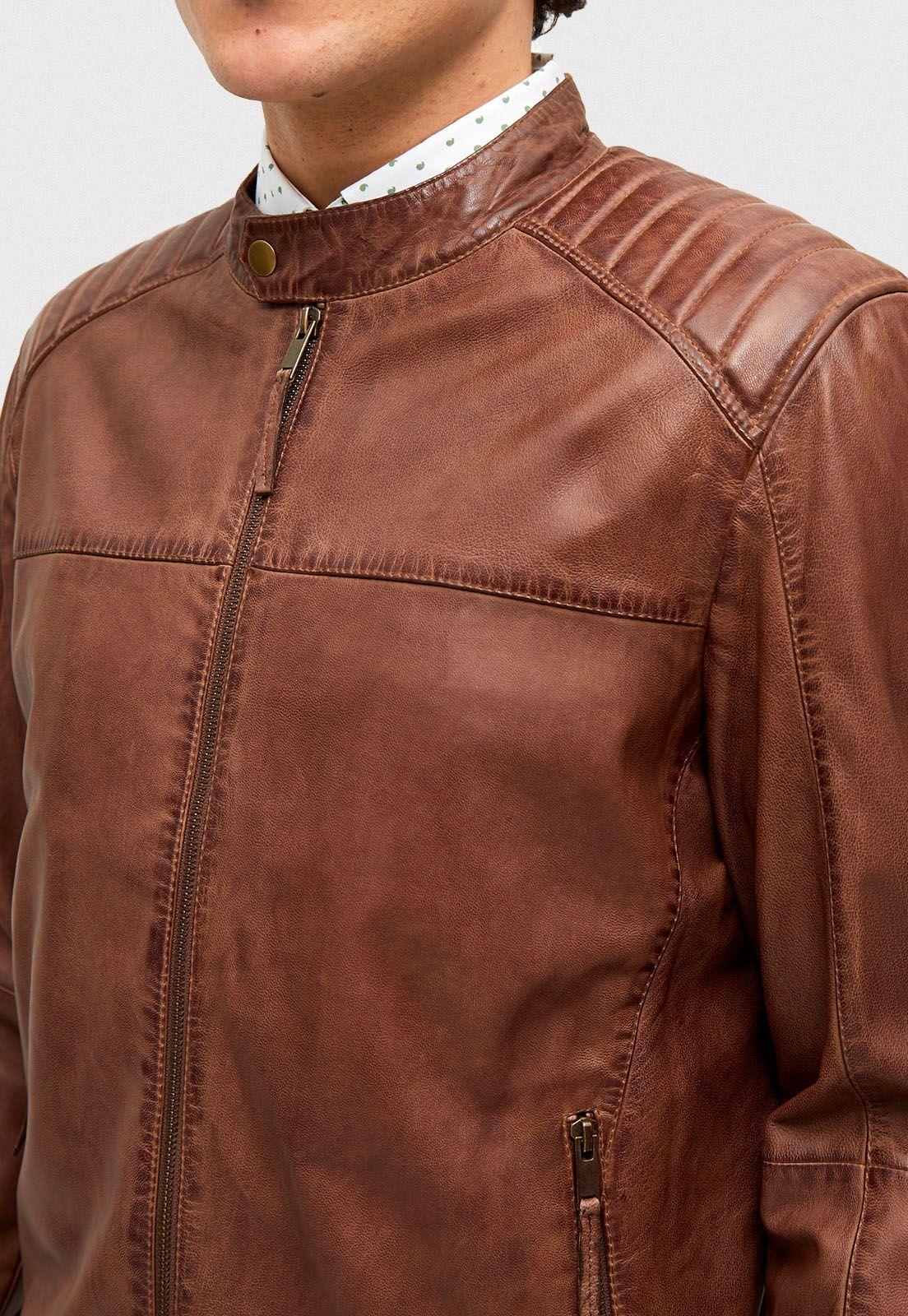 Chaqueta de Cuero Bolt Cognac-2