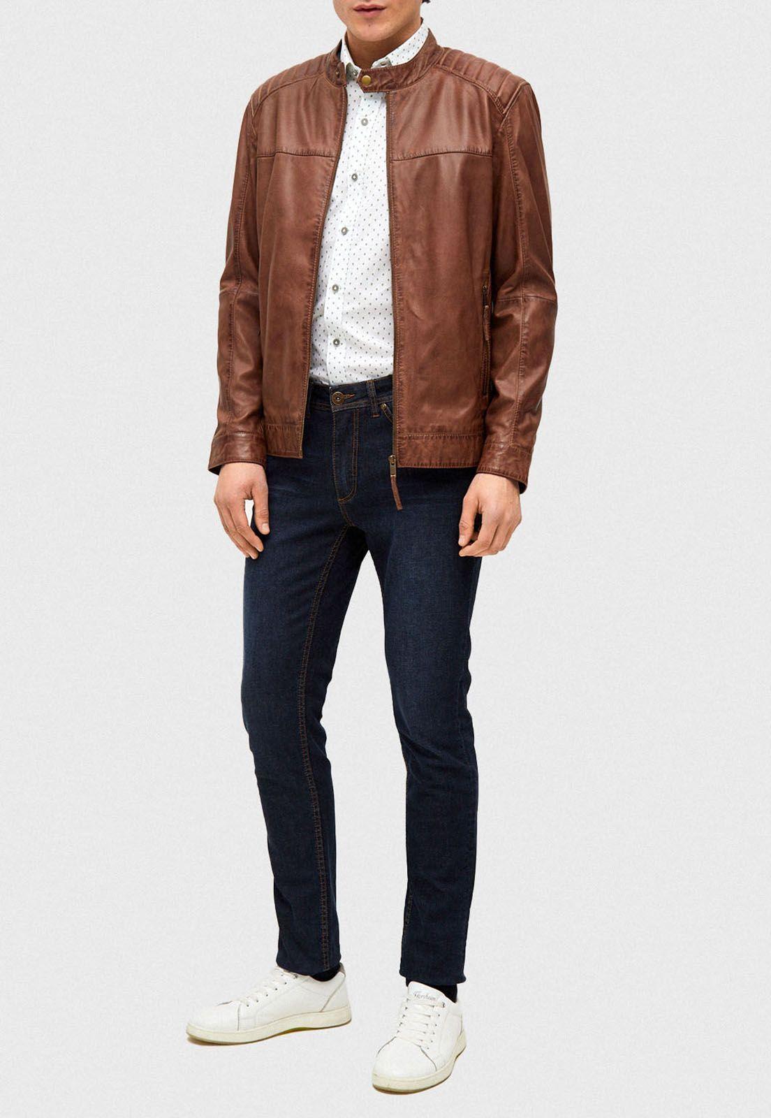 Chaqueta de Cuero Bolt Cognac-3