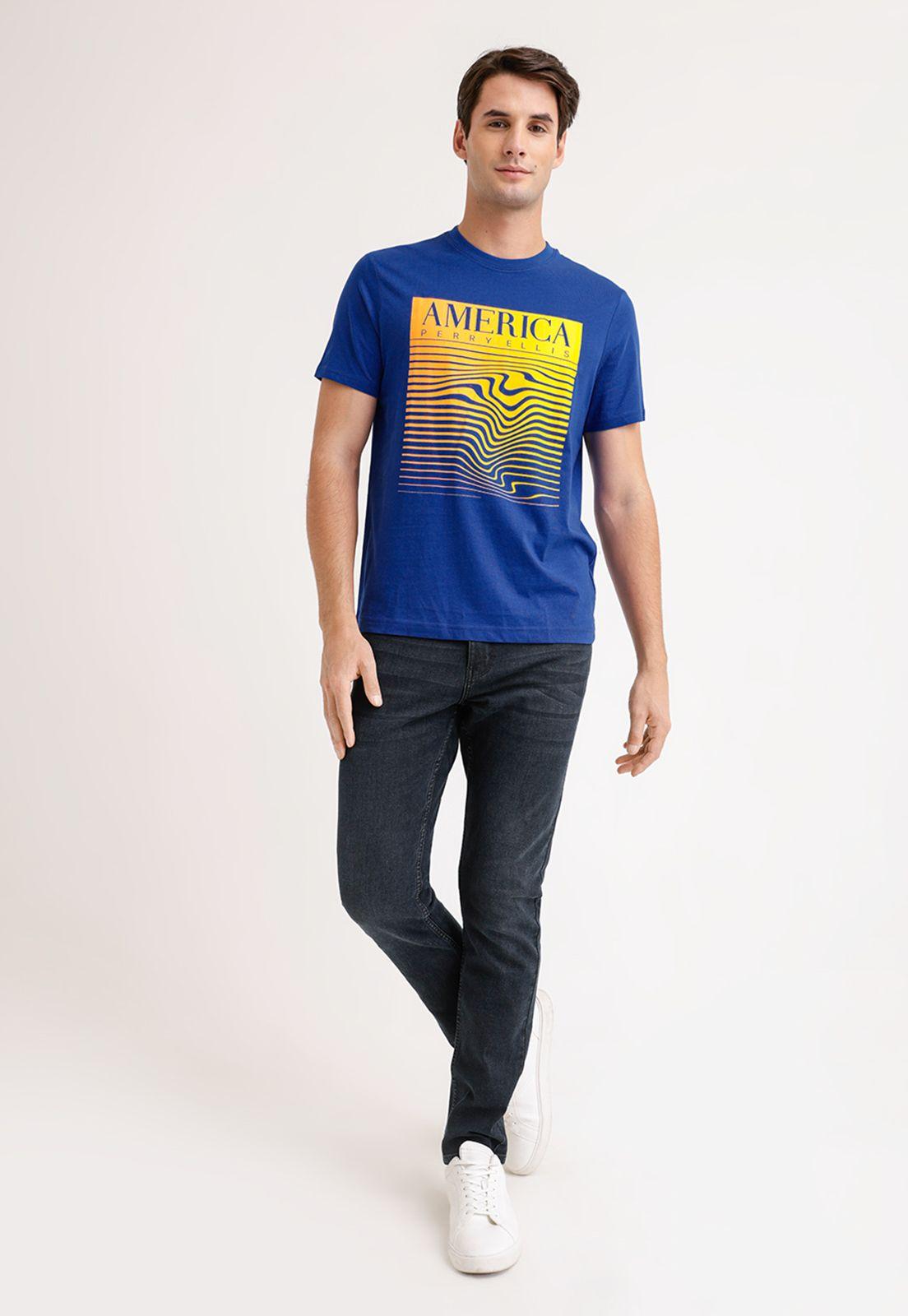Polera Hombre Manga Corta Con Estampado Azulino-3