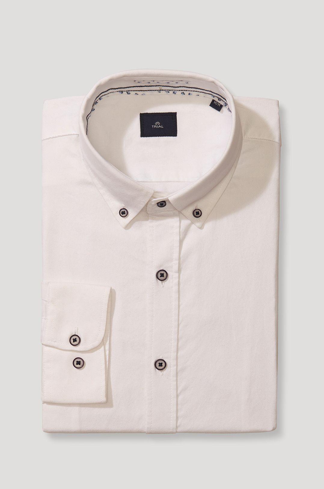 Camisa Casual Liso Blanco-0