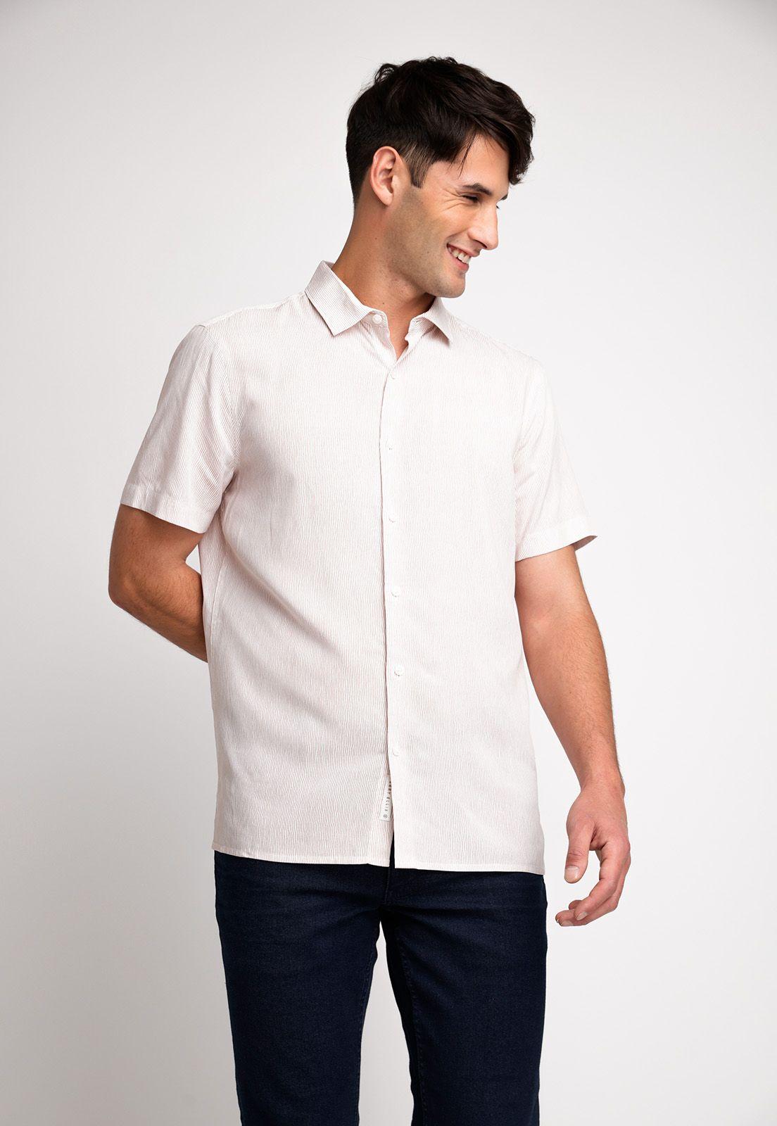 Camisa Hombre Manga Corta Estampada Nude-0
