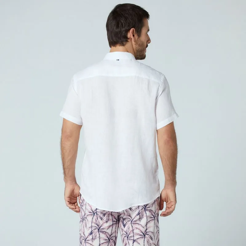 Camisa Hombre Manga Corta Pete Lino Blanco-1
