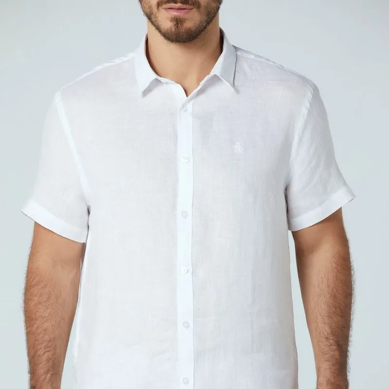 Camisa Hombre Manga Corta Pete Lino Blanco-2
