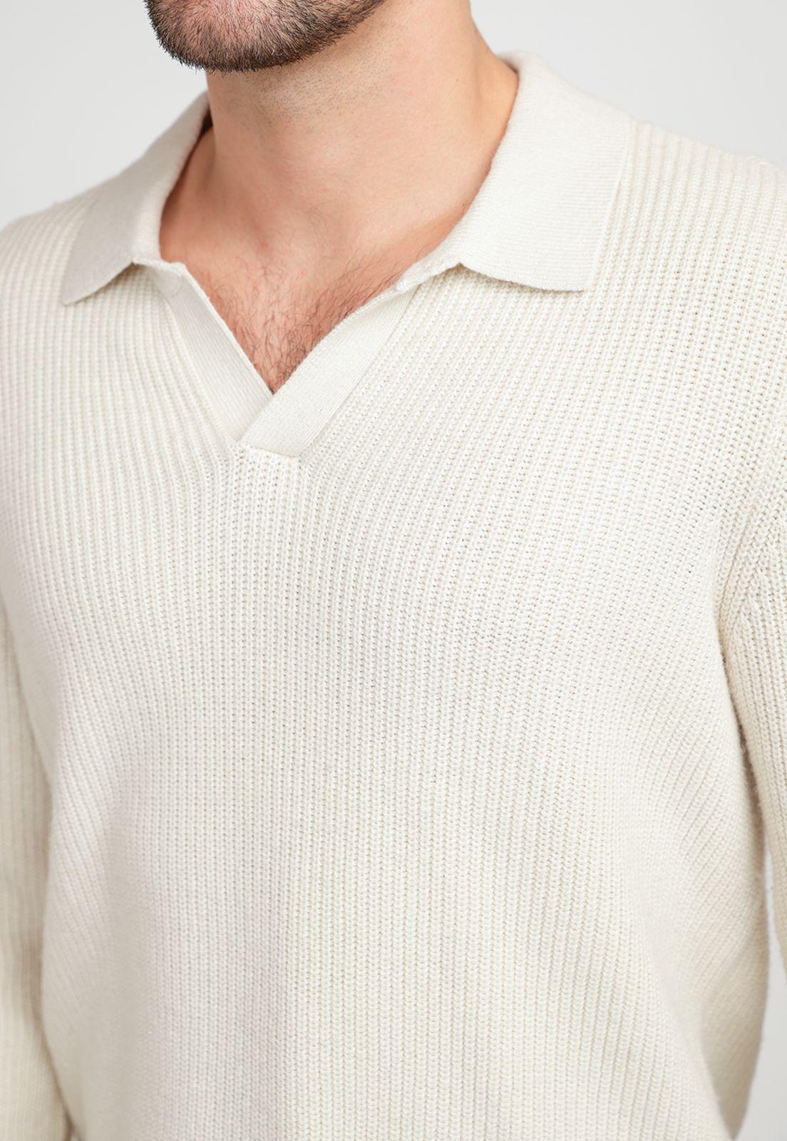 Sweater Hombre Cuello Polo Avena-2