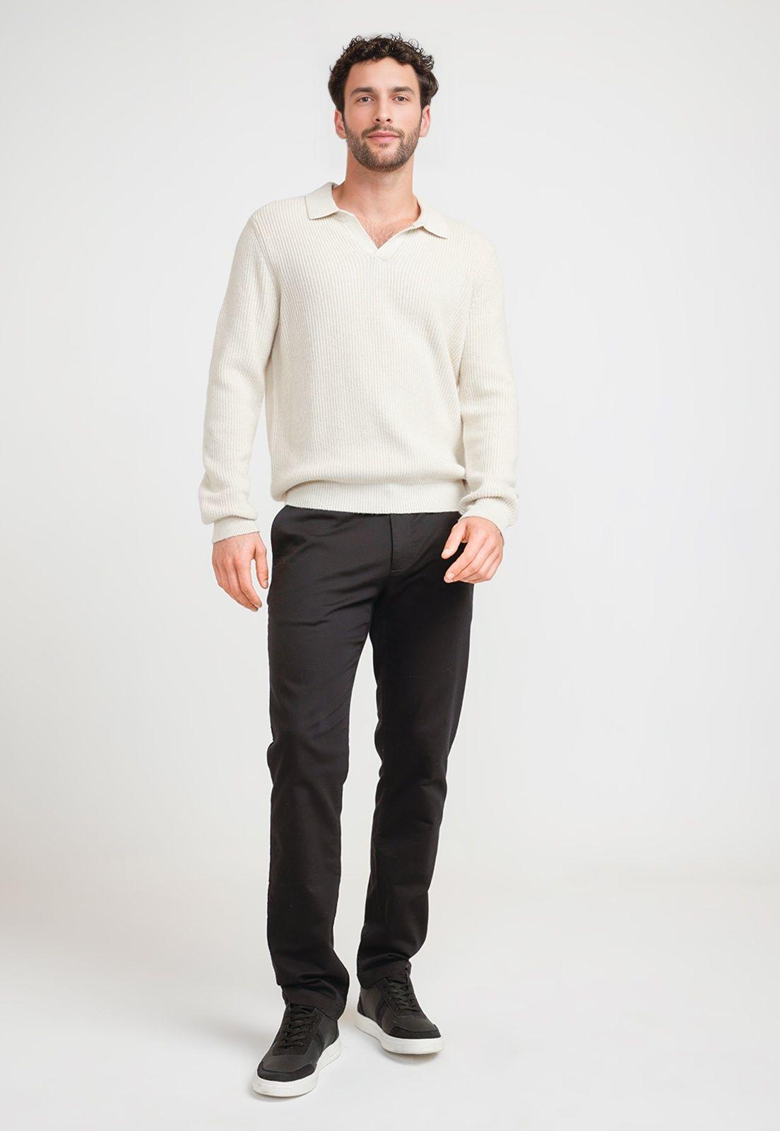 Sweater Hombre Cuello Polo Avena-3