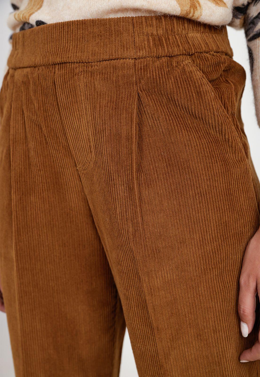 Pantalón Cotelé Mujer Algodón Camel-2