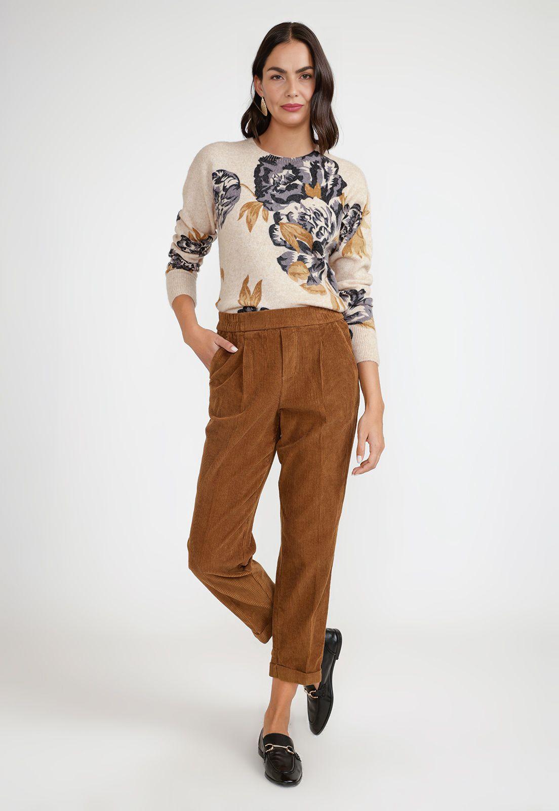 Pantalón Cotelé Mujer Algodón Camel-3