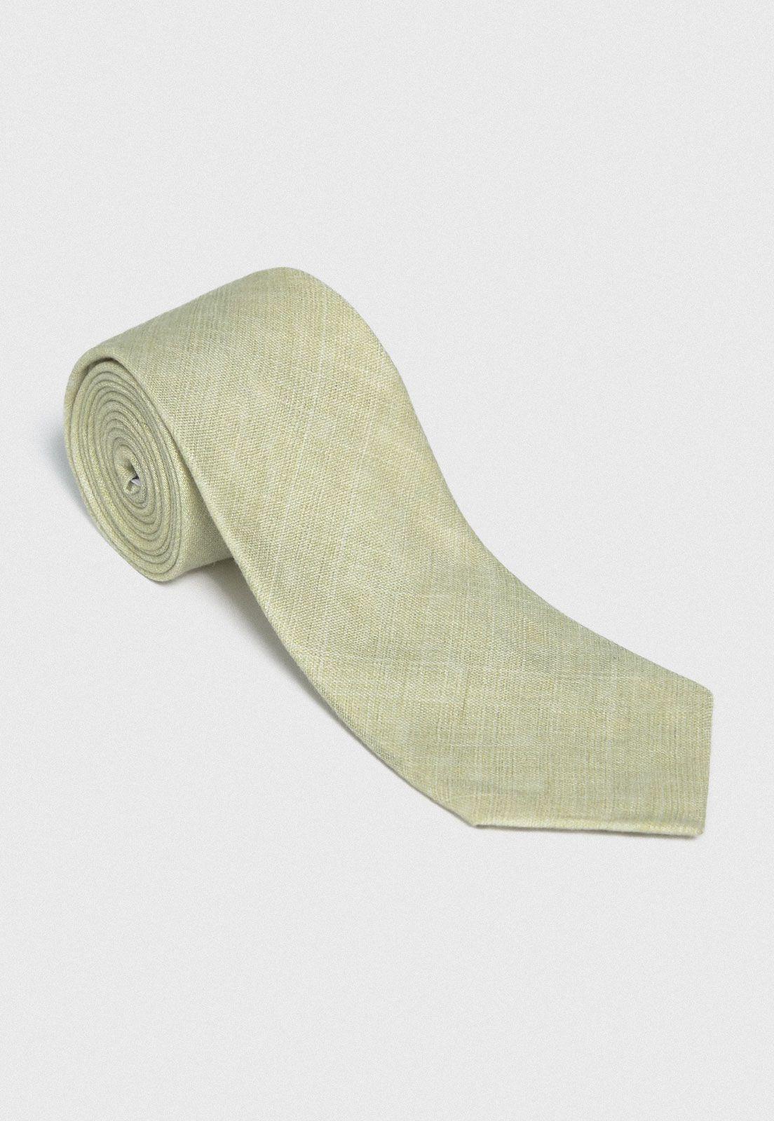 Corbata Formal Hombre Lino Liso Travel Beige-0