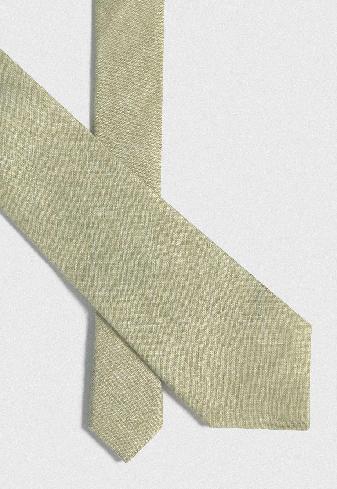 Corbata Formal Hombre Lino Liso Travel Beige-1