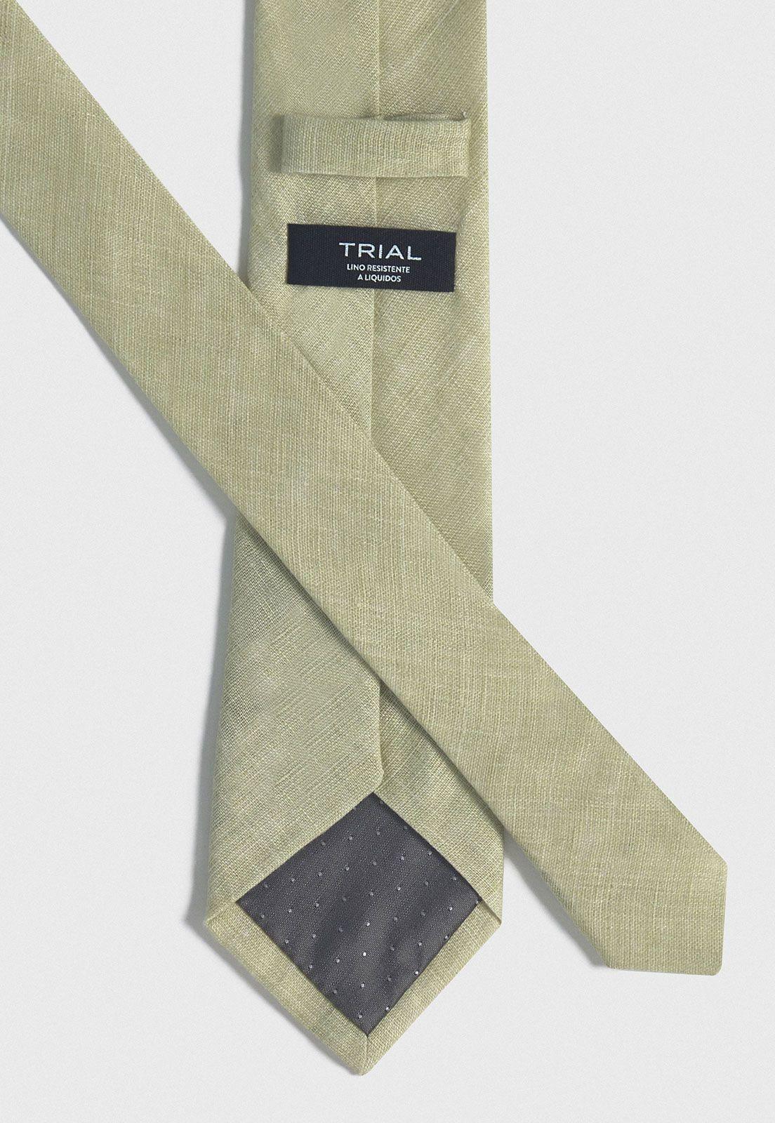 Corbata Formal Hombre Lino Liso Travel Beige-2