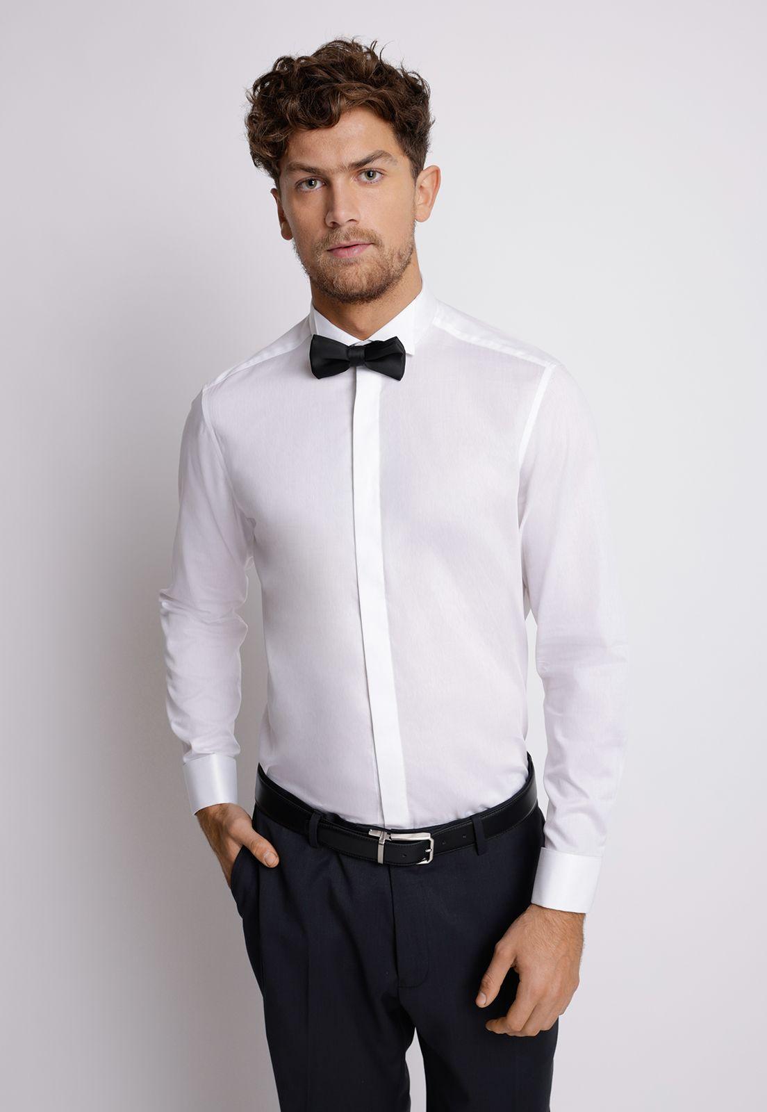 Camisa hombre Formal Slim Fit Luxury Algodón Blanco -0