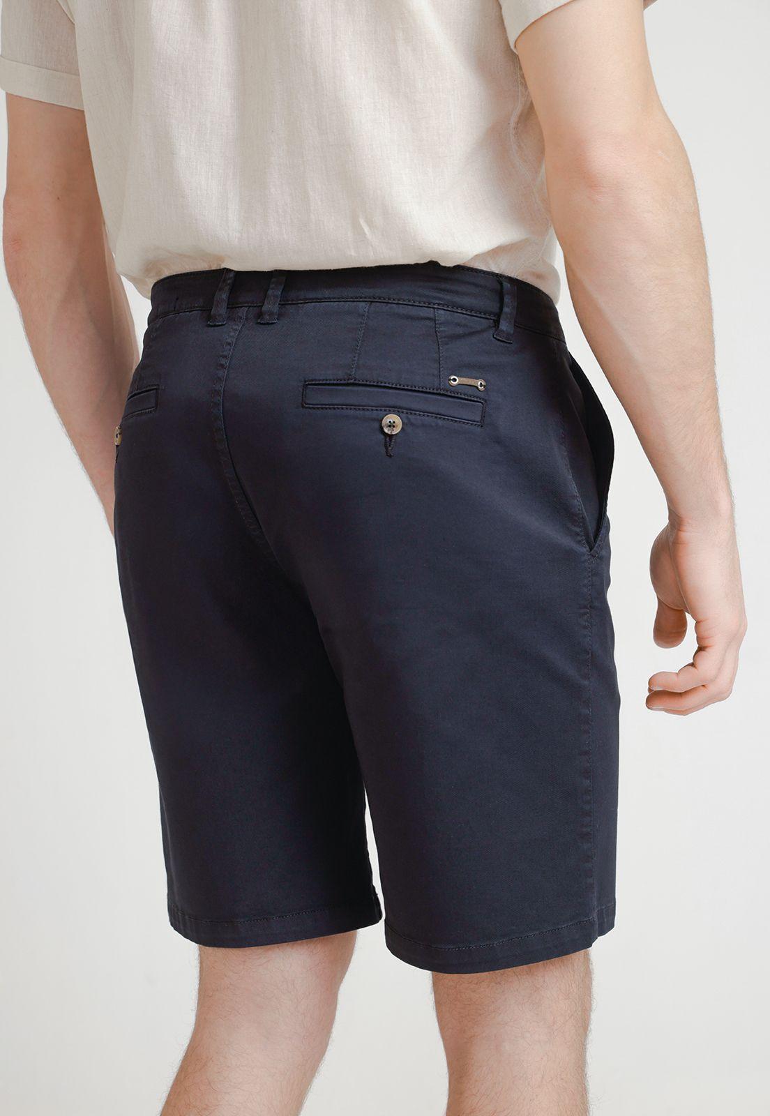 Bermuda Hombre Algodón Liso Slim Valerio Azul Marino-1