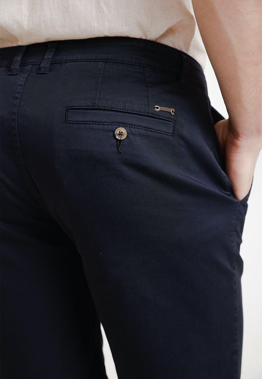Bermuda Hombre Algodón Liso Slim Valerio Azul Marino-2