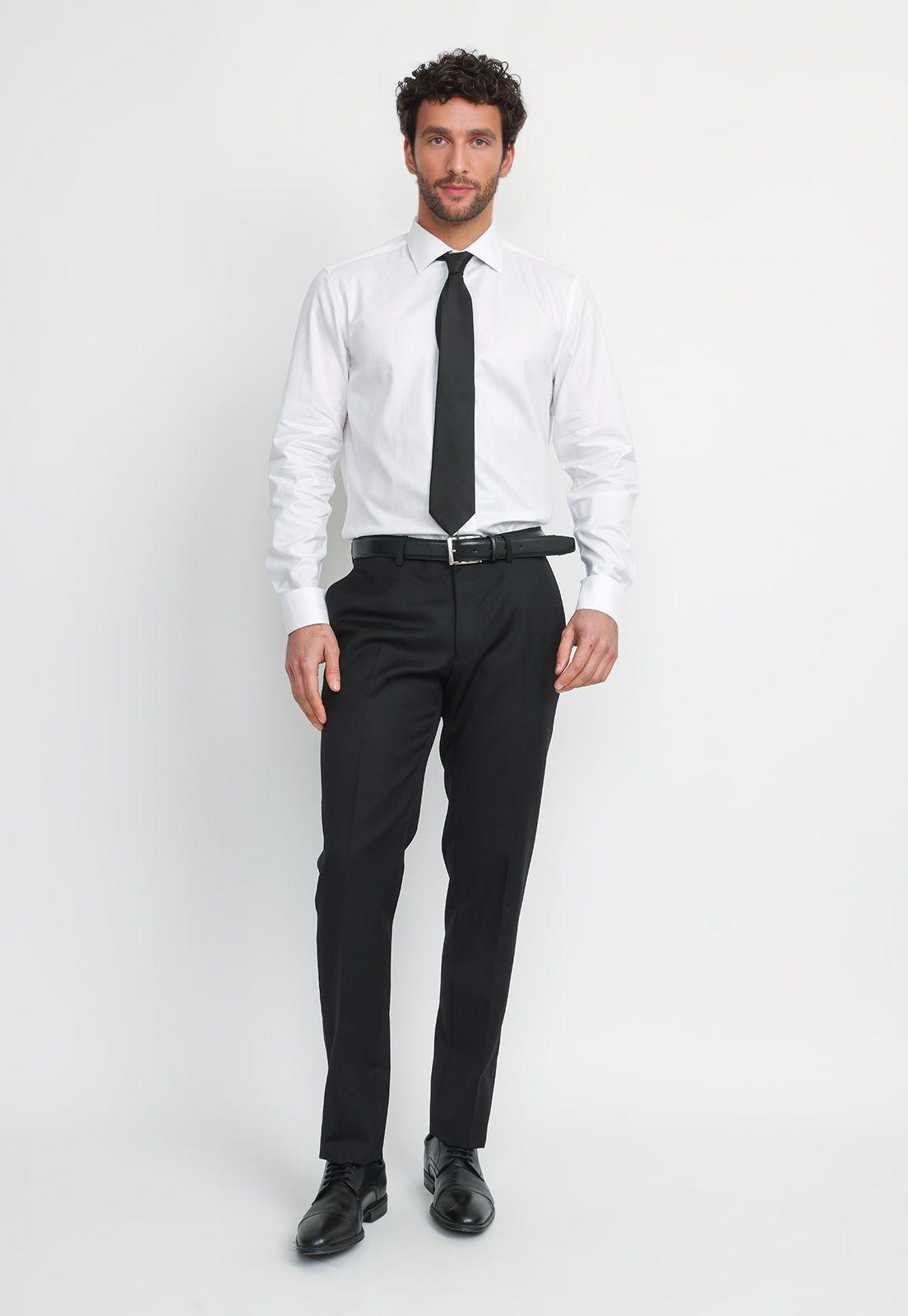 Pantalón Hombre Formal Lana S100'S Smoking Negro-3