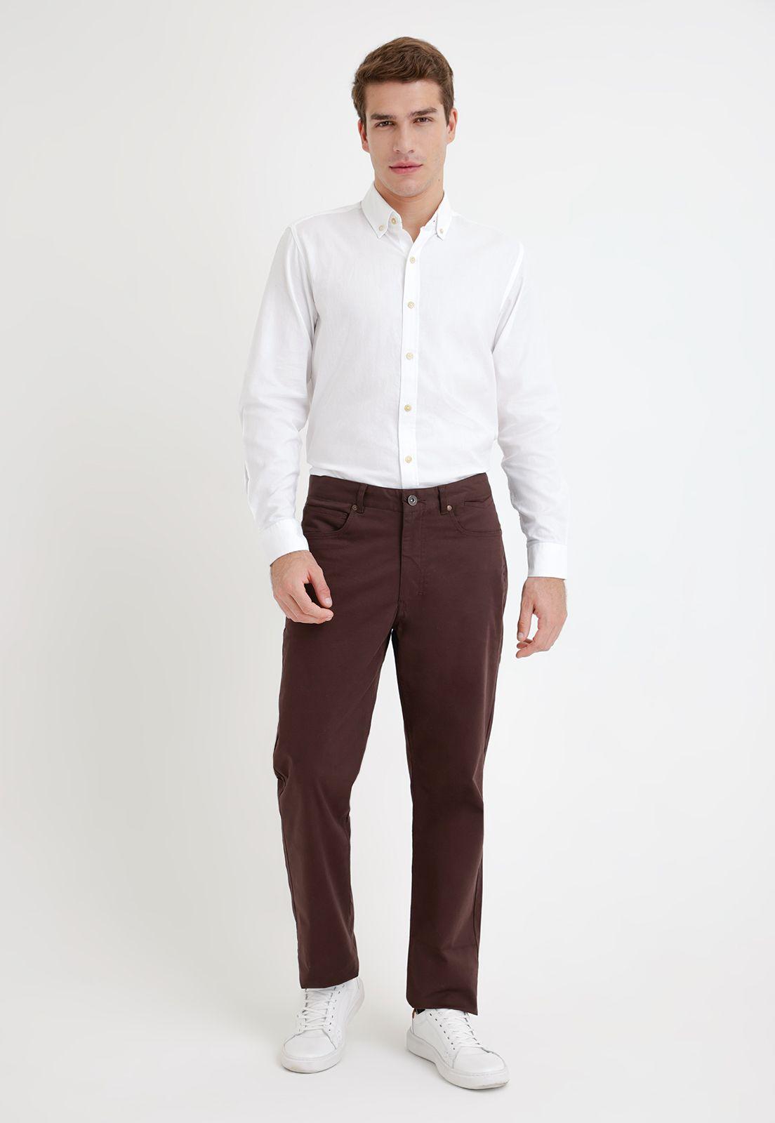 Pantalón Hombre Algodón Liso Slim Vilas Café-3