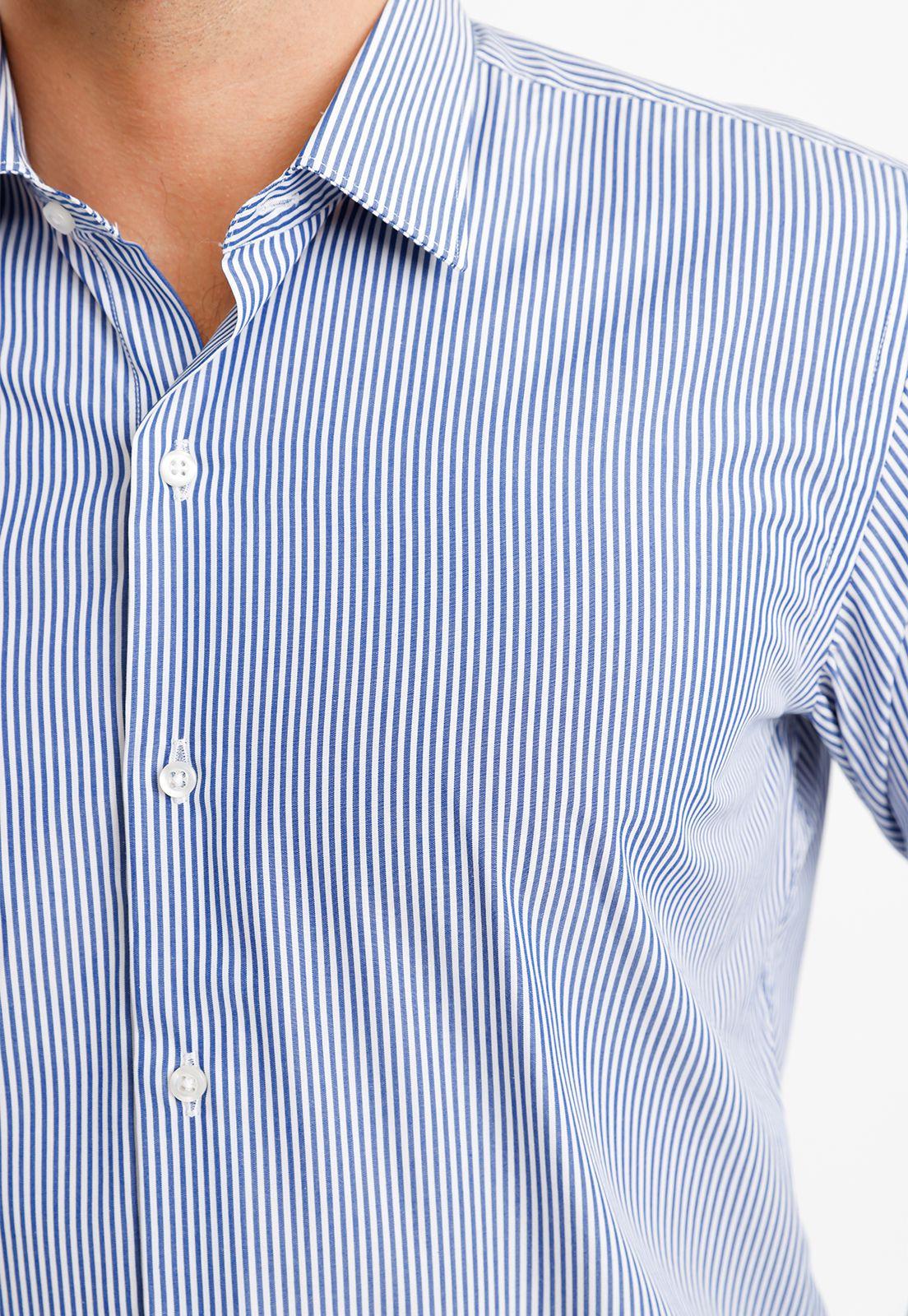 Camisa Rayada Algodón Europe Azul Marino-2