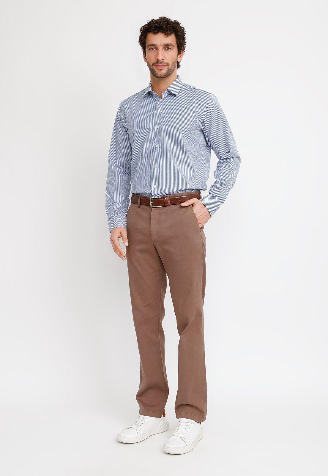 Camisa Rayada Algodón Europe Azul Marino-3