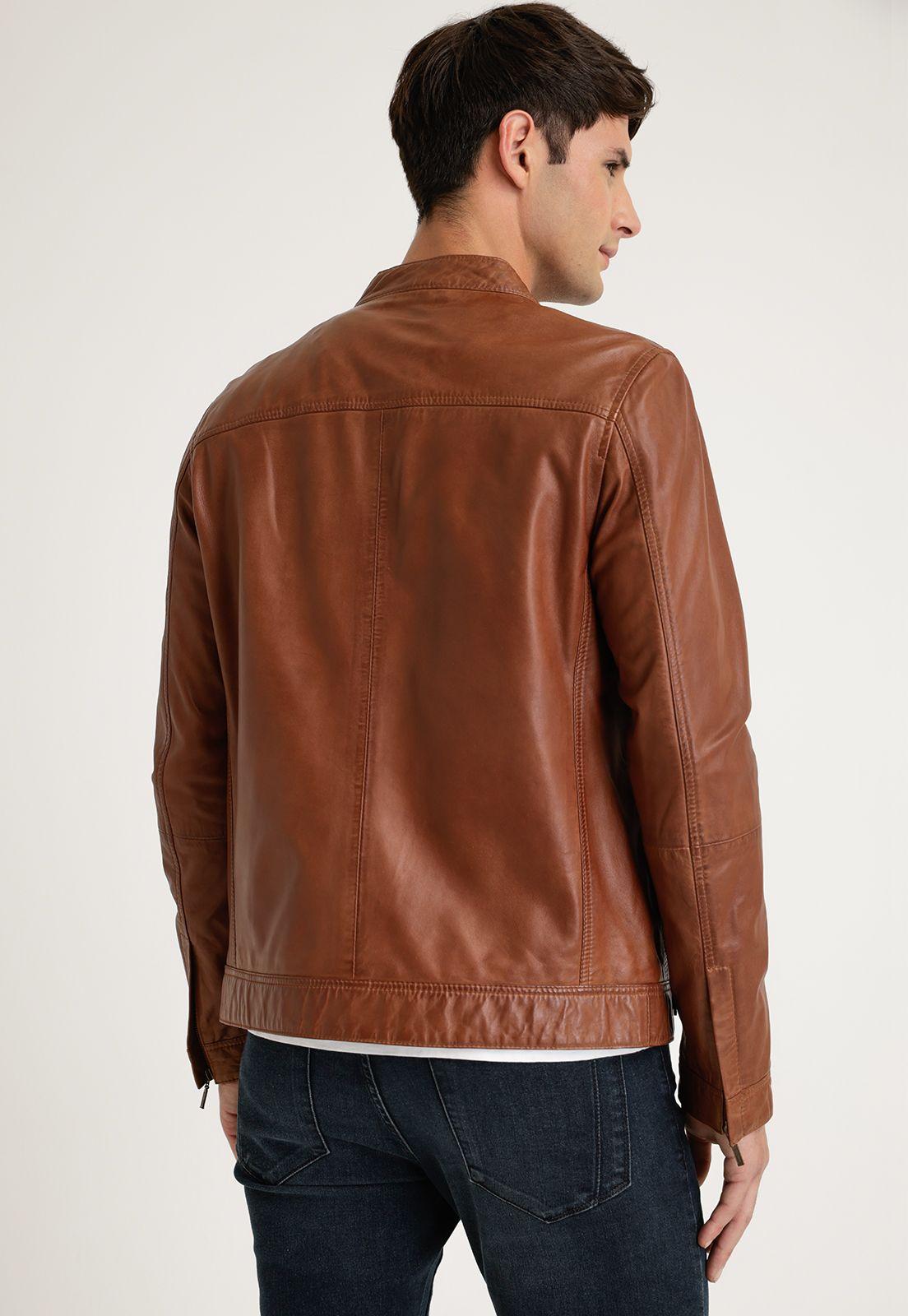 Chaqueta De Cuero Cognac-1