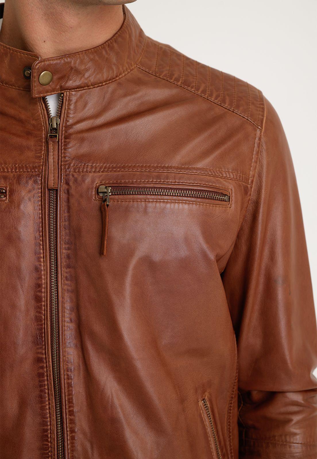Chaqueta De Cuero Cognac-2
