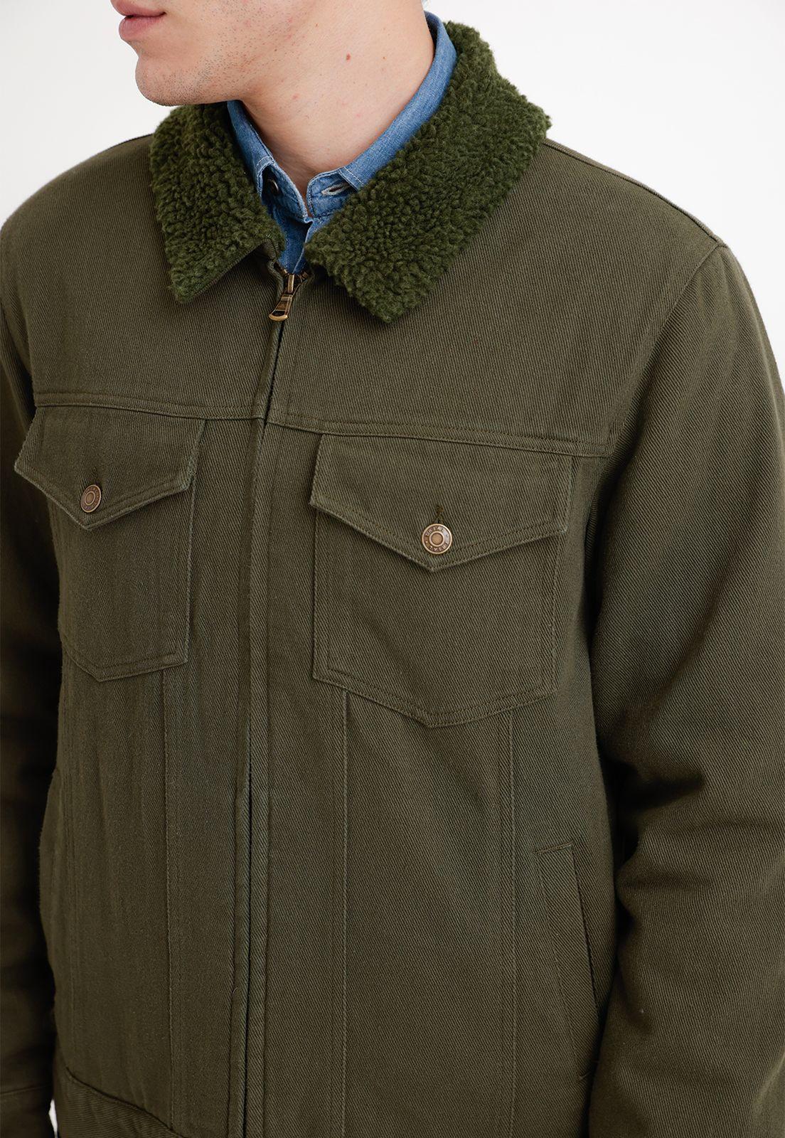Chaqueta Denim Hombre Algodón Liso Slim Tifón Verde-2