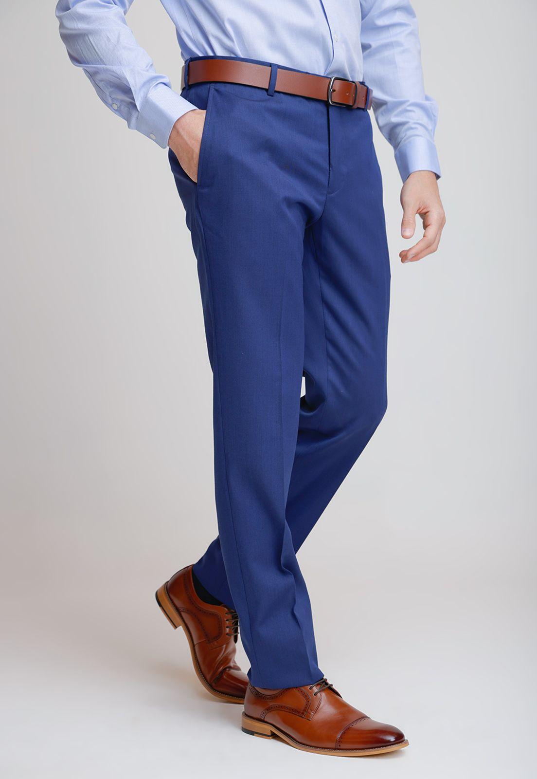 Pantalón Formal Hombre Slim Fit Business Lana Azulino-0