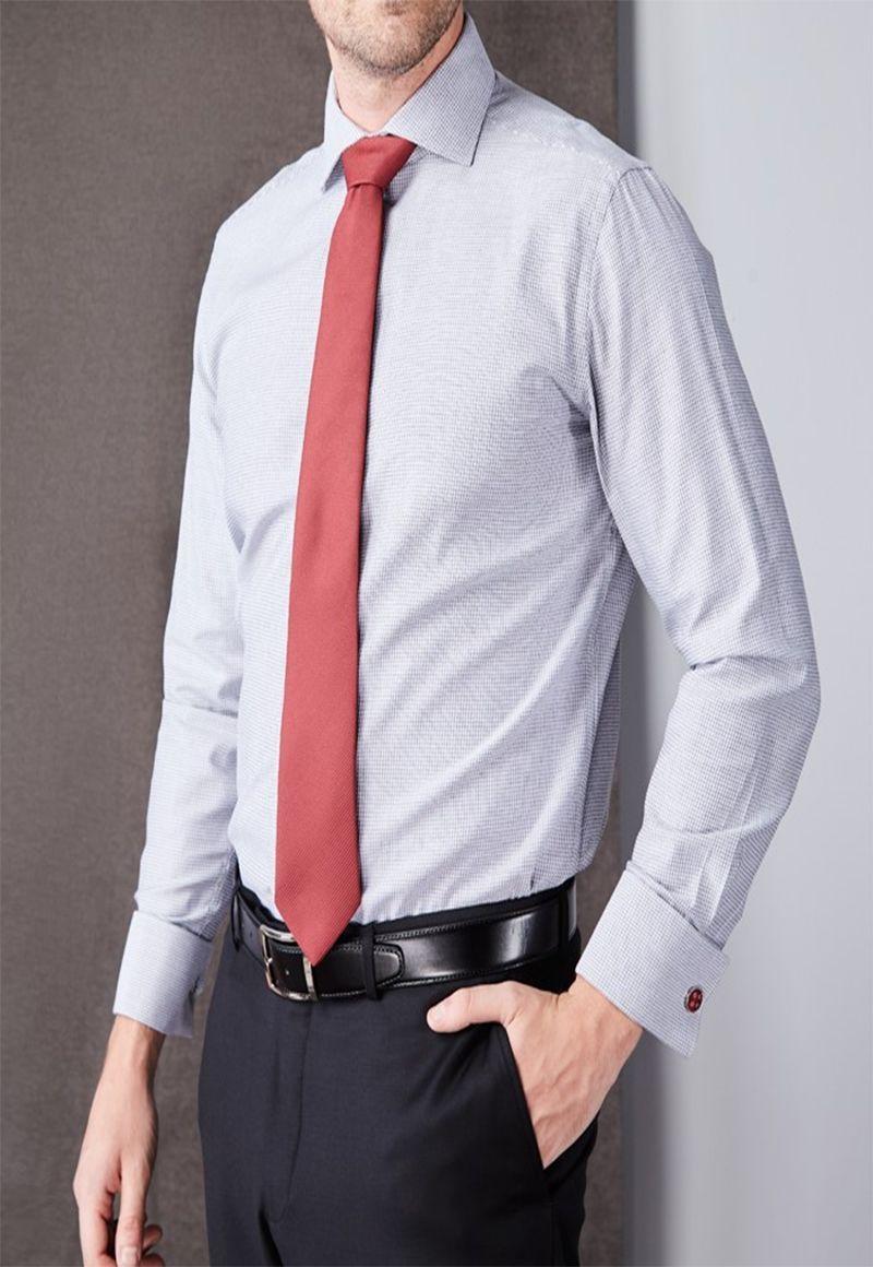 Camisa Executive Slim Francés Fantasía Gris Trial-1