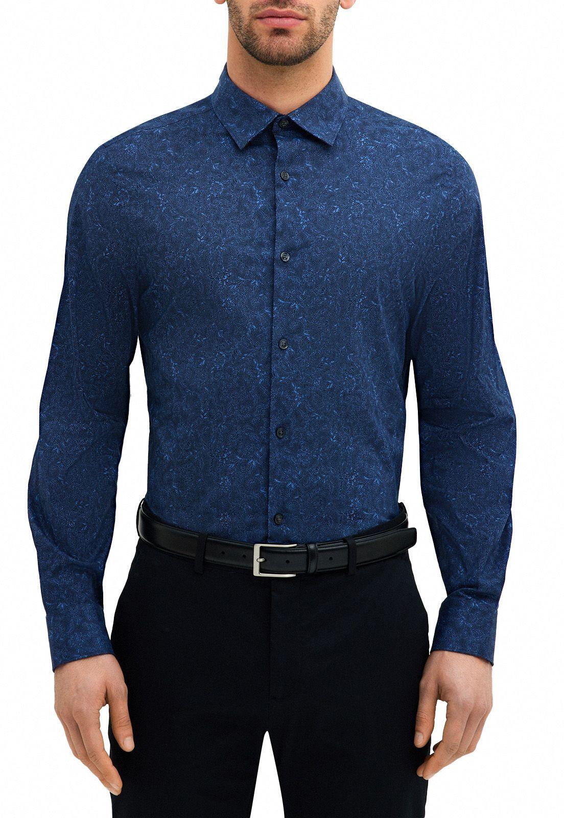 Camisa Estampado Floral Azul Piedra-0