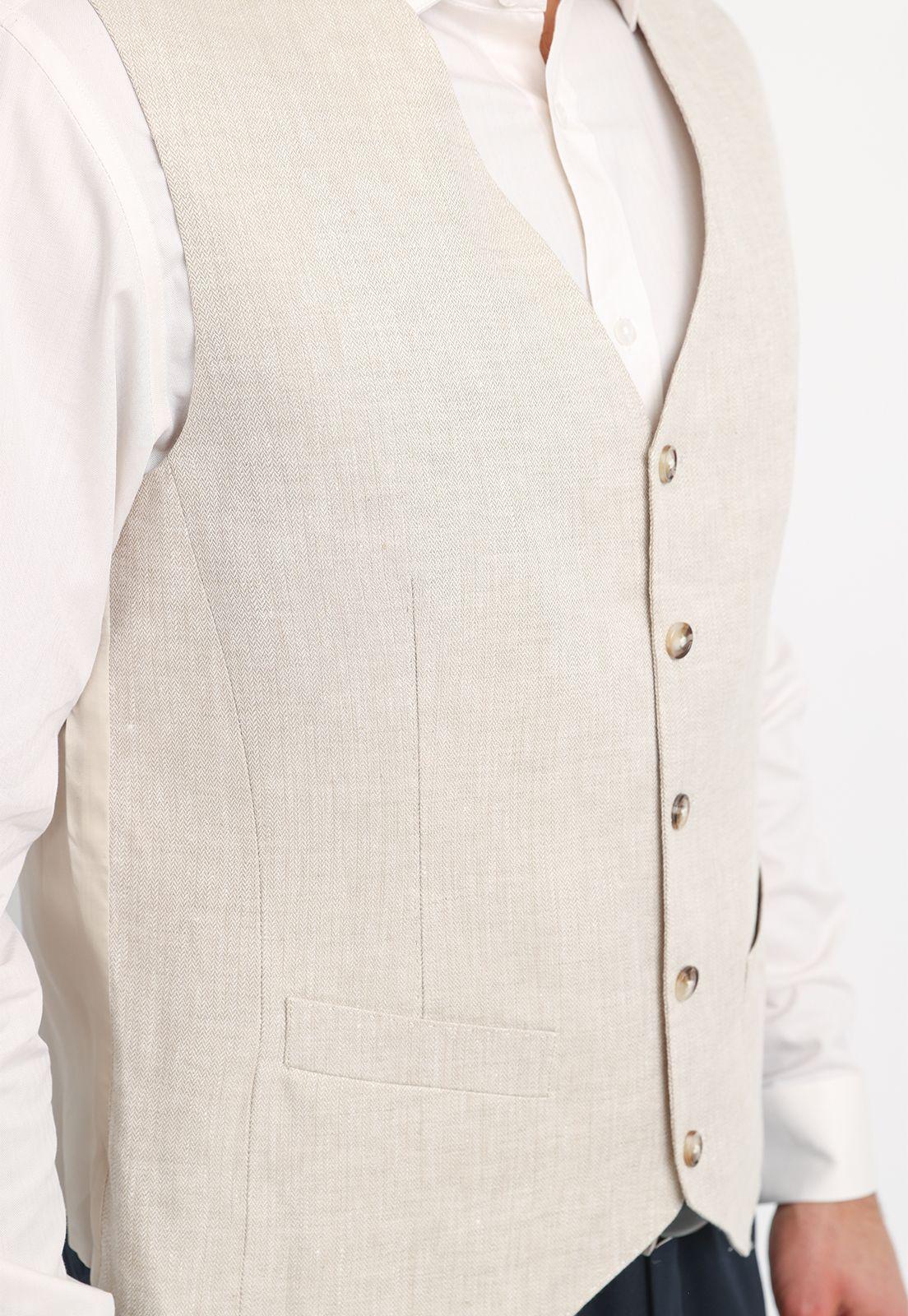 Gilet Hombre Formal Lino Classic Beige-2