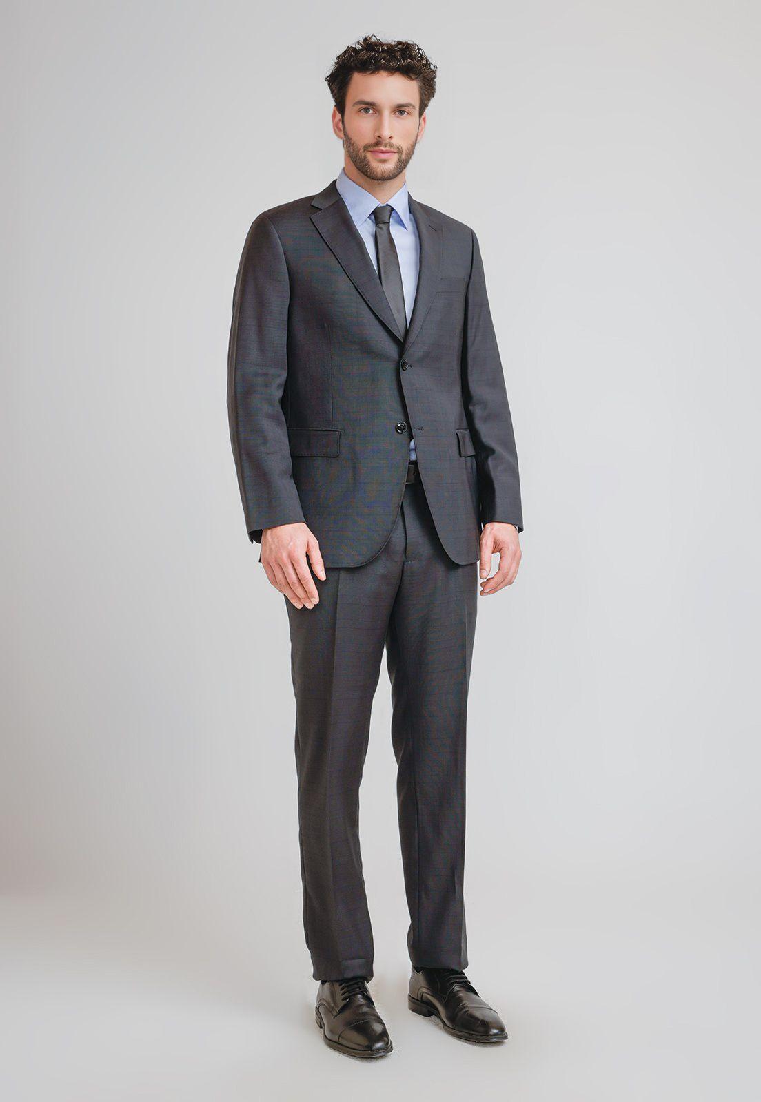 Traje Hombre Formal Lana S100'S Travel Marengo-0