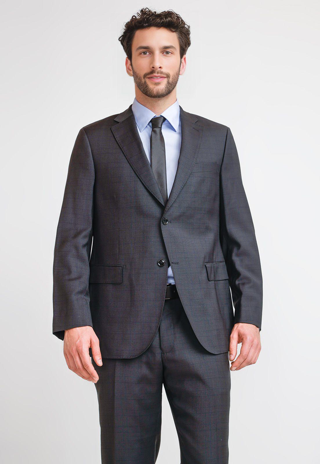 Traje Hombre Formal Lana S100'S Travel Marengo-3