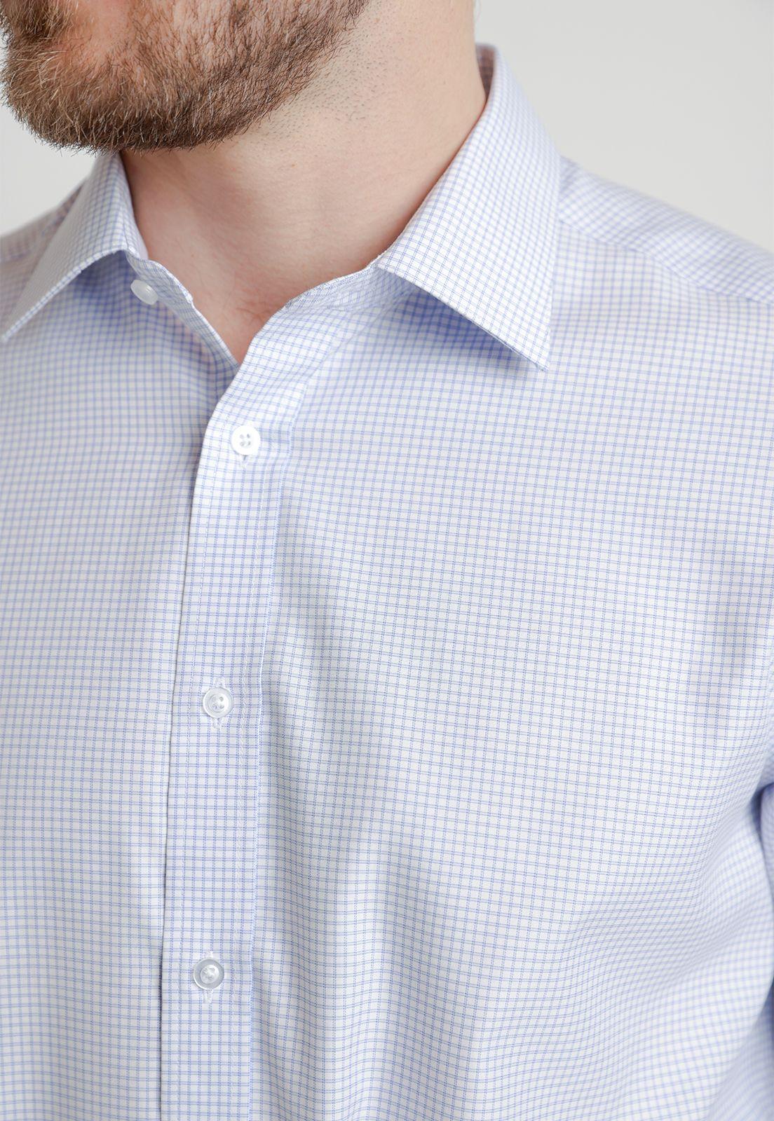 Camisa Formal Hombre Non Iron Microdiseño Regular Travel Celeste-2