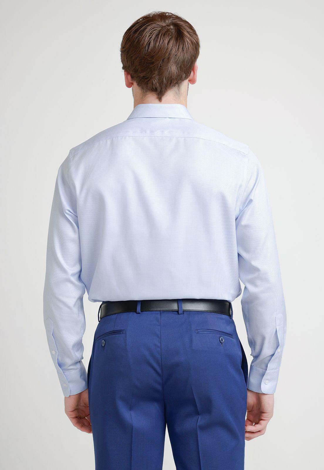 Camisa Formal Hombre Non Iron Microdiseño Regular Travel Celeste-1