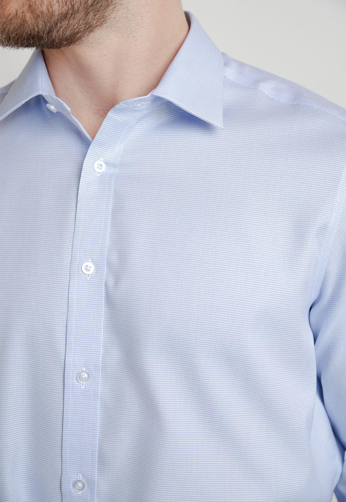 Camisa Formal Hombre Non Iron Microdiseño Regular Travel Celeste-2