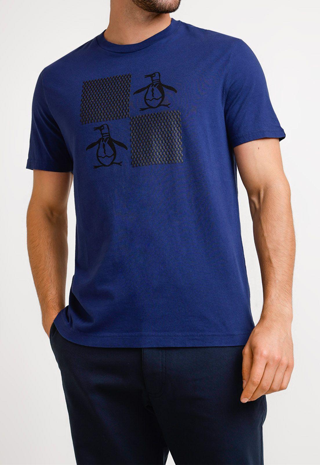 Polera De Hombre Algodón Estampado Azul-0