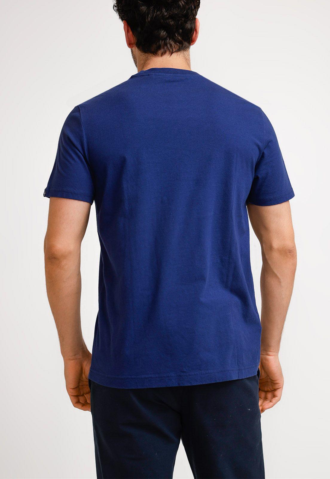 Polera De Hombre Algodón Estampado Azul-1