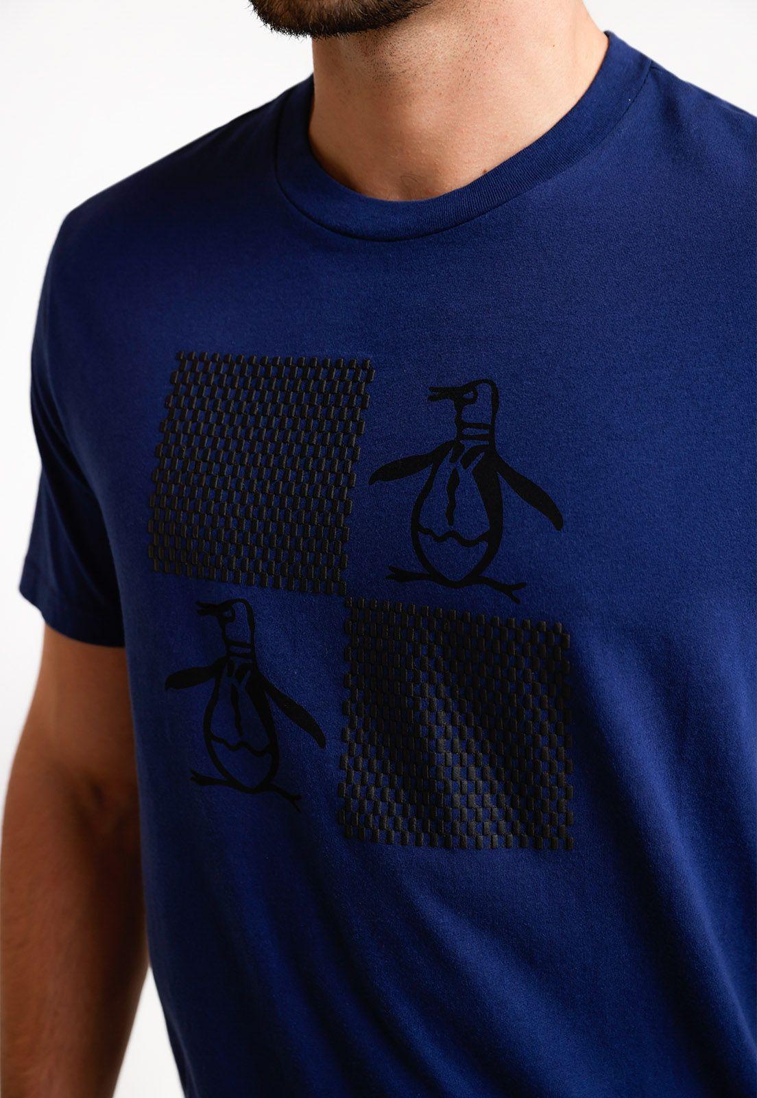 Polera De Hombre Algodón Estampado Azul-2