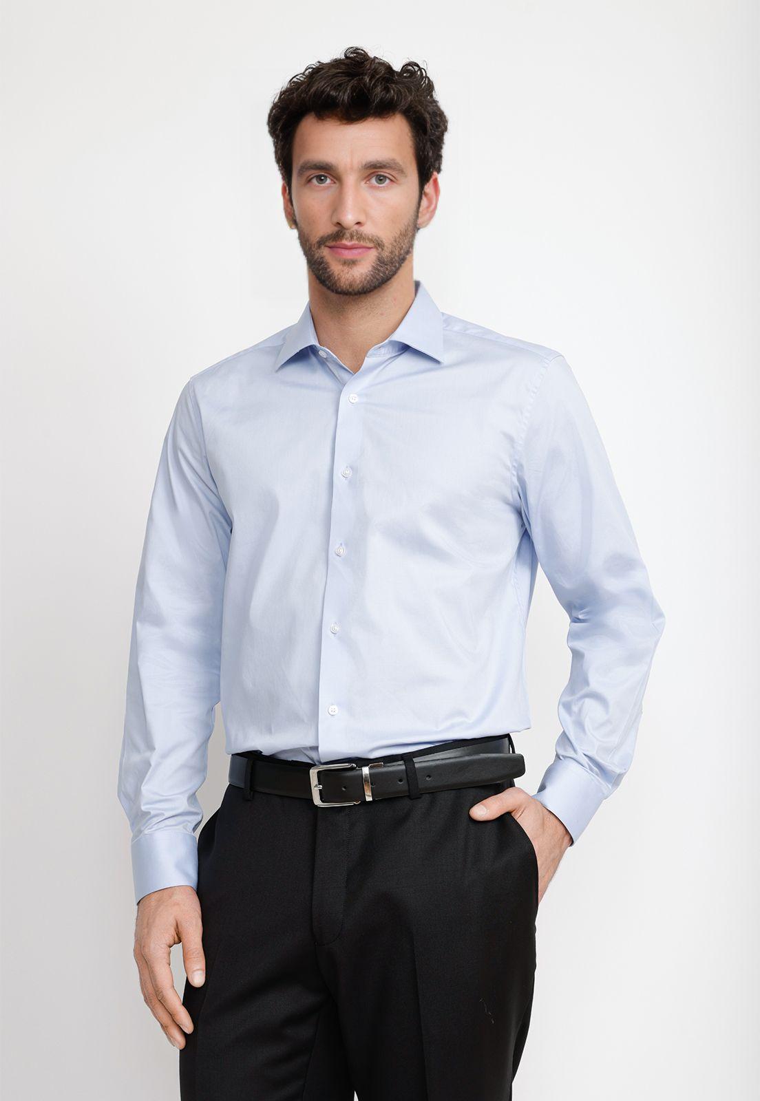 Camisa Hombre Formal Popelina Dynamic Celeste-0