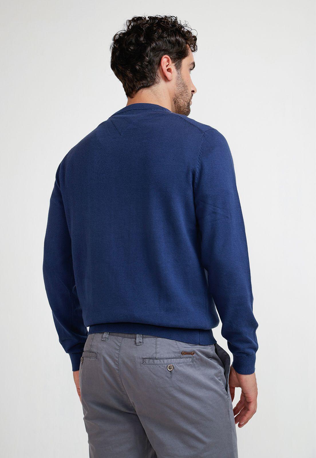 Sweater Hombre Cuello V Parrot Azul Melange-1