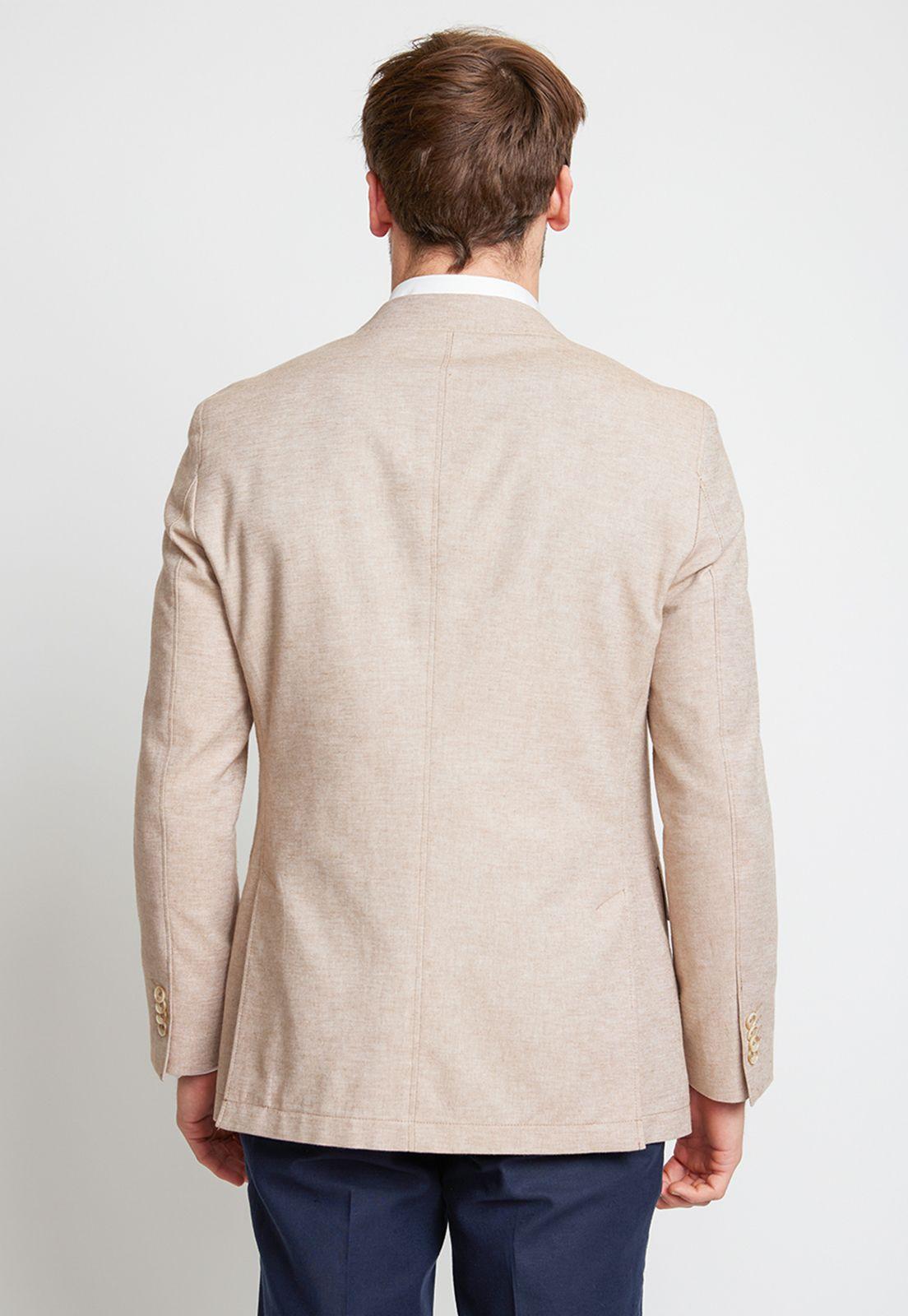 Chaqueta Hombre Mezcla Algodón Lino Liso Slim Cesar Beige-1