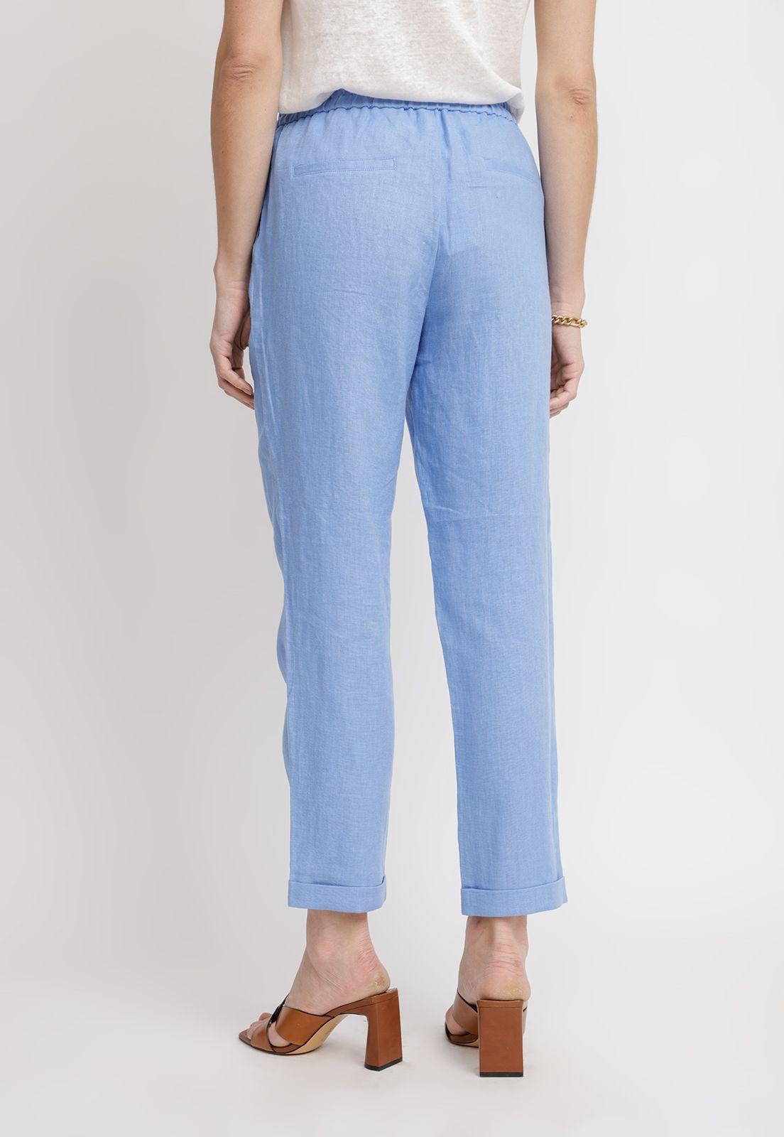Pantalón Mujer Clara Lino Celeste-1