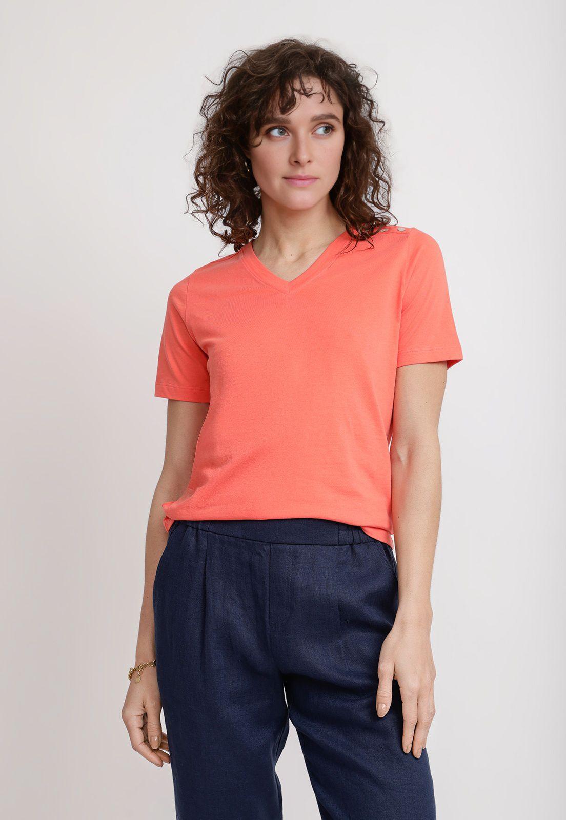 Polera Mujer Altea Algodón Peruano Coral-0