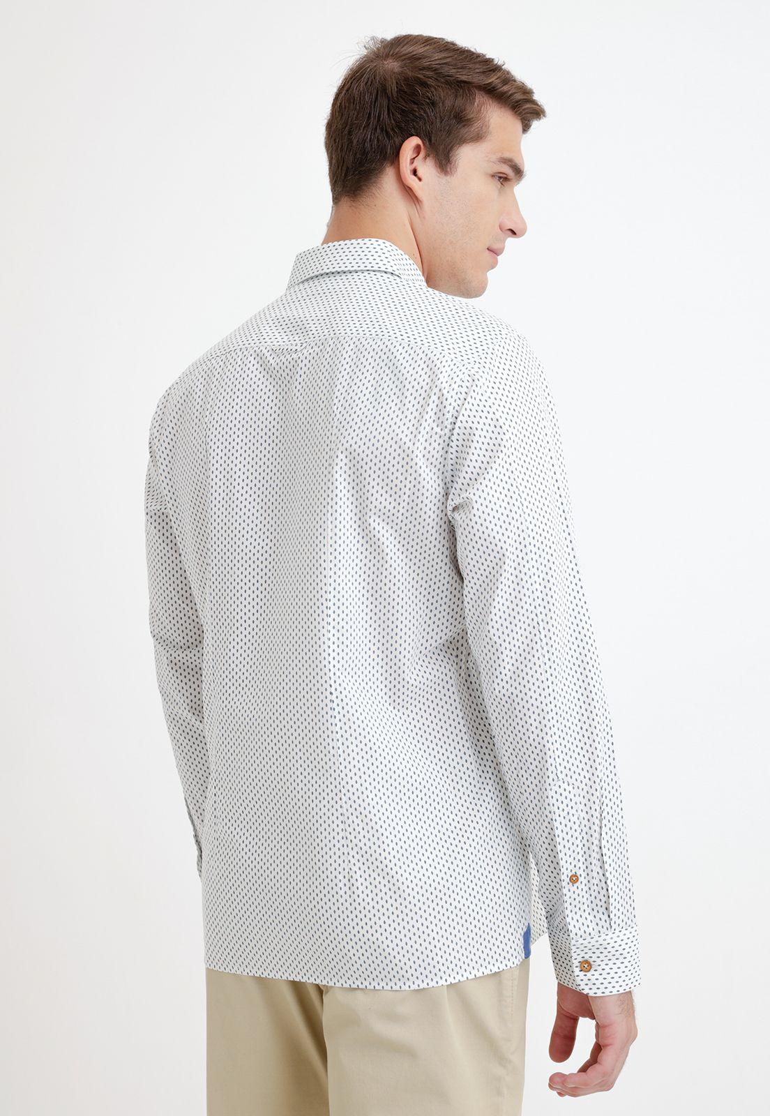 Camisa Hombre Algodón Fantasía Slim Bush Ecru-1