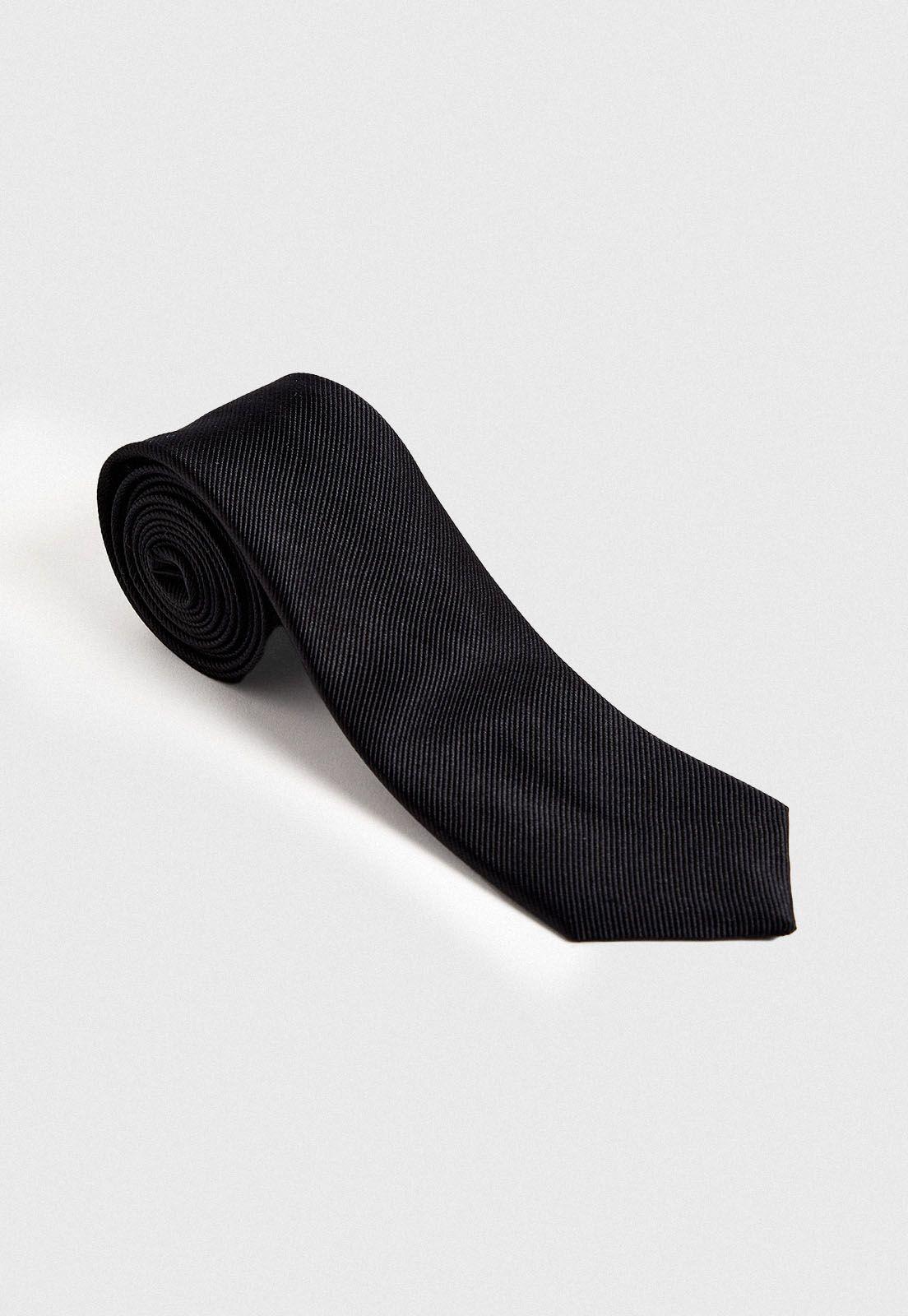Corbata hombre Formal Executive Seda Negro -0